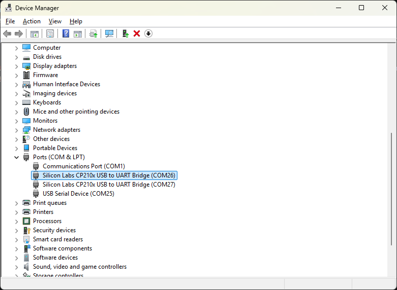 CP210x showing up as a COM port in Device Manager